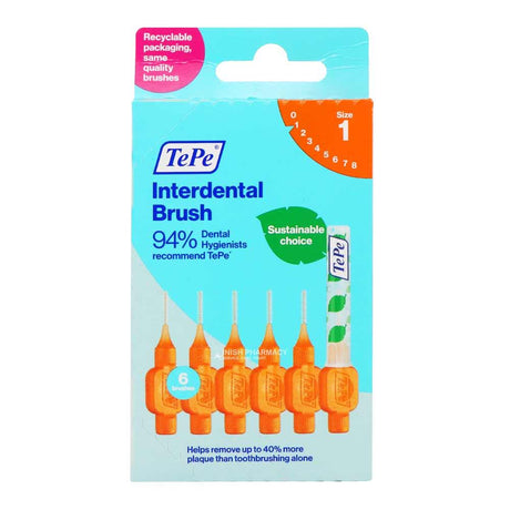 TePe Orange Interdental Brush 6 Pieces – cleans between teeth for healthy gums