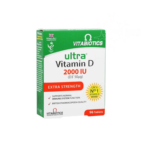 Vitabiotics Ultra Vitamin D3 2000iu Extra Strength 96 Pack – vitamin D3 to support bones, muscles and immunity