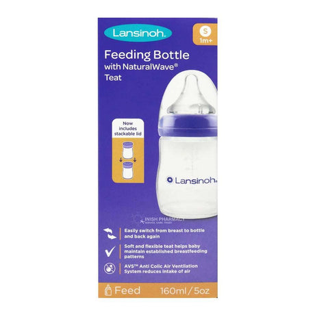 Lansinoh Breastfeeding Feeding Bottle with Natural Wave Slow Flow Teat 160ml – to support comfortable and confident
