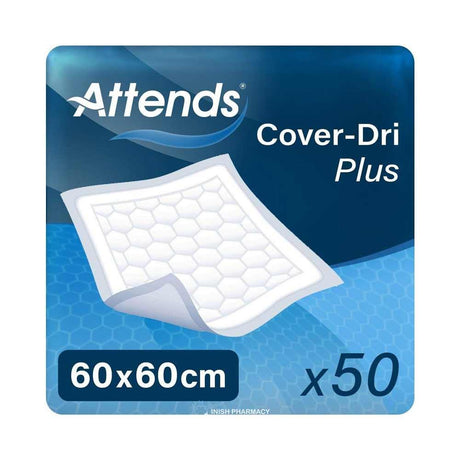 Attends Cover-Dri Plus Protection Underpad 60x60cm 50 Pack – provides discreet, secure incontinence protection