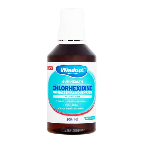 Wisdom Gum Health Chlorhexidine Antibacterial Mouthwash Alcohol Free Fresh Mint 300ml