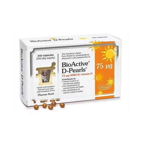 Pharma Nord BioActive D-Pearls 75mcg 3000iu Vitamin D Large 240 Pack – vitamin D3 to support bones, muscles and immunity