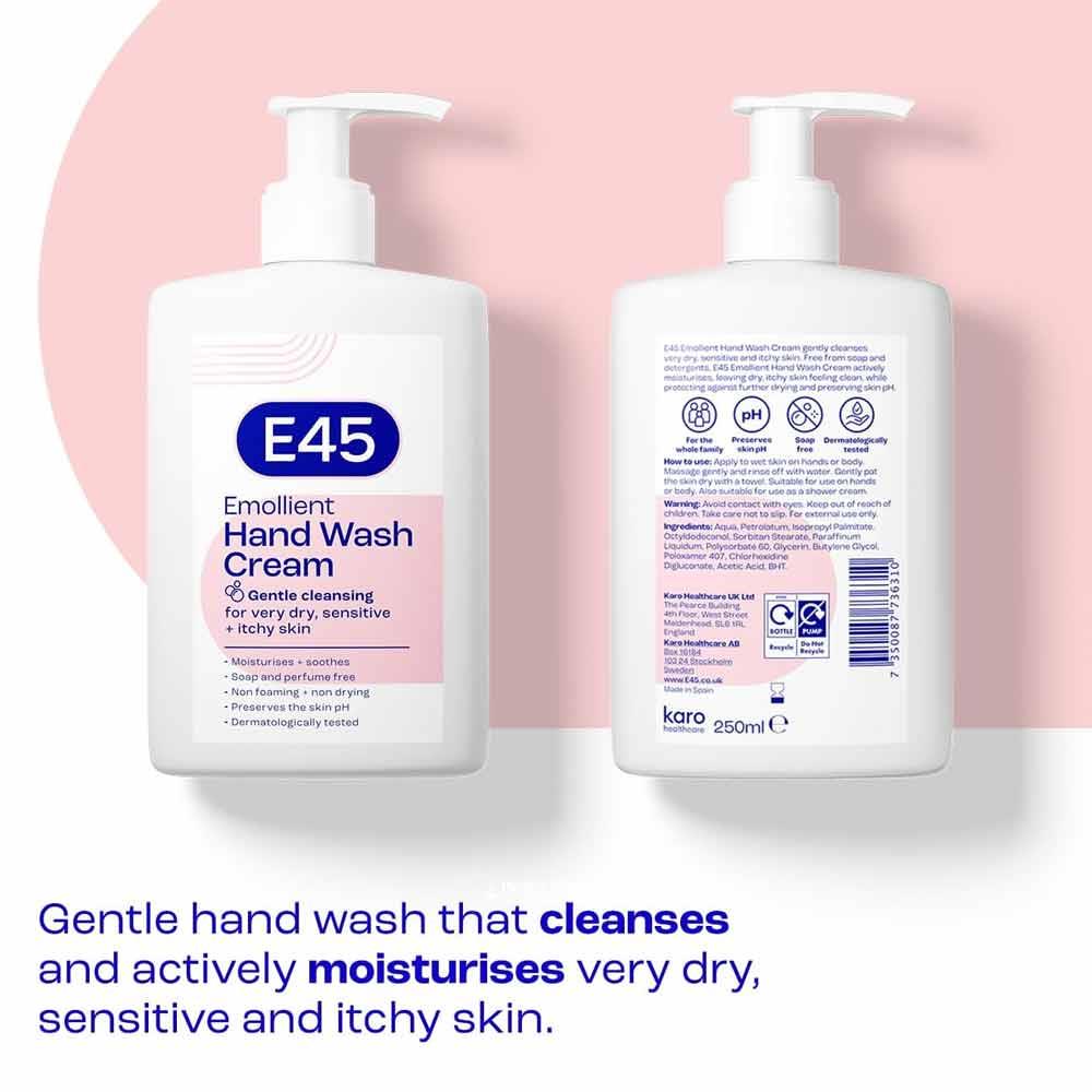 E45 Emollient Hand & Body Wash Cream 250ml