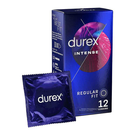 Durex Intense Ribbed & Dotted Condoms 12 Pack – for safe and comfortable sexual health