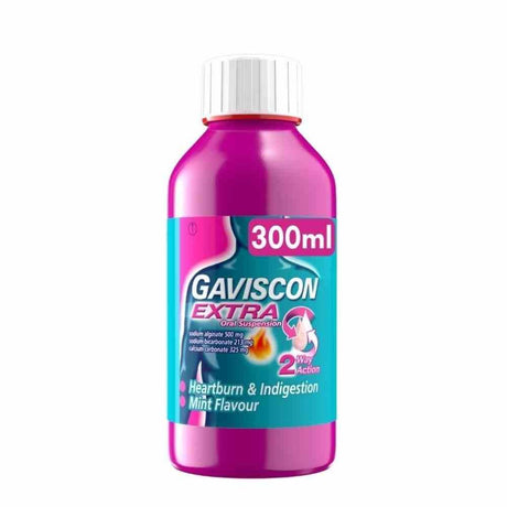 Gaviscon Extra Oral Solution Peppermint 300ml – provides effective relief from acid reflux and heartburn