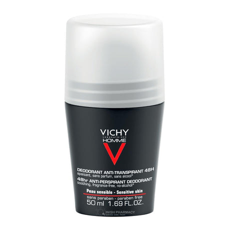 Vichy Homme 48 Hour Anti Irritation Roll On Anti Perspirant Deodorant For Sensitive 50ml – gently cares for reactive