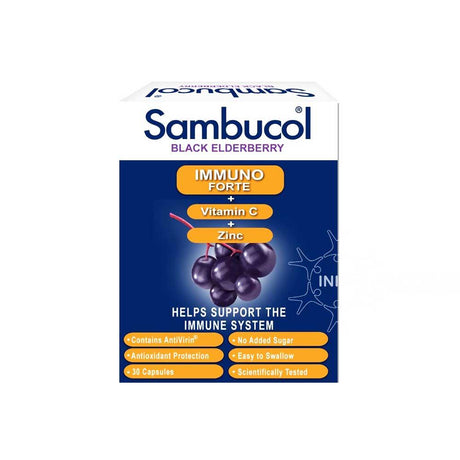 Sambucol Immuno Forte Black Elderberry 30 Capsules – elderberry extract to support immune health