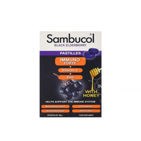 Sambucol Immuno Forte Pastilles Black Elderberry 20 Pack – elderberry extract to support immune health