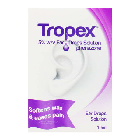 Tropex Phenazone 5% W/V Ear Drops Solution 10ml – gently clears and soothes ear discomfort