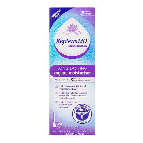 Replens MD Longer Lasting Vaginal Moisturiser Two Week Supply 6 Applicators – a clinically tested vaginal treatment