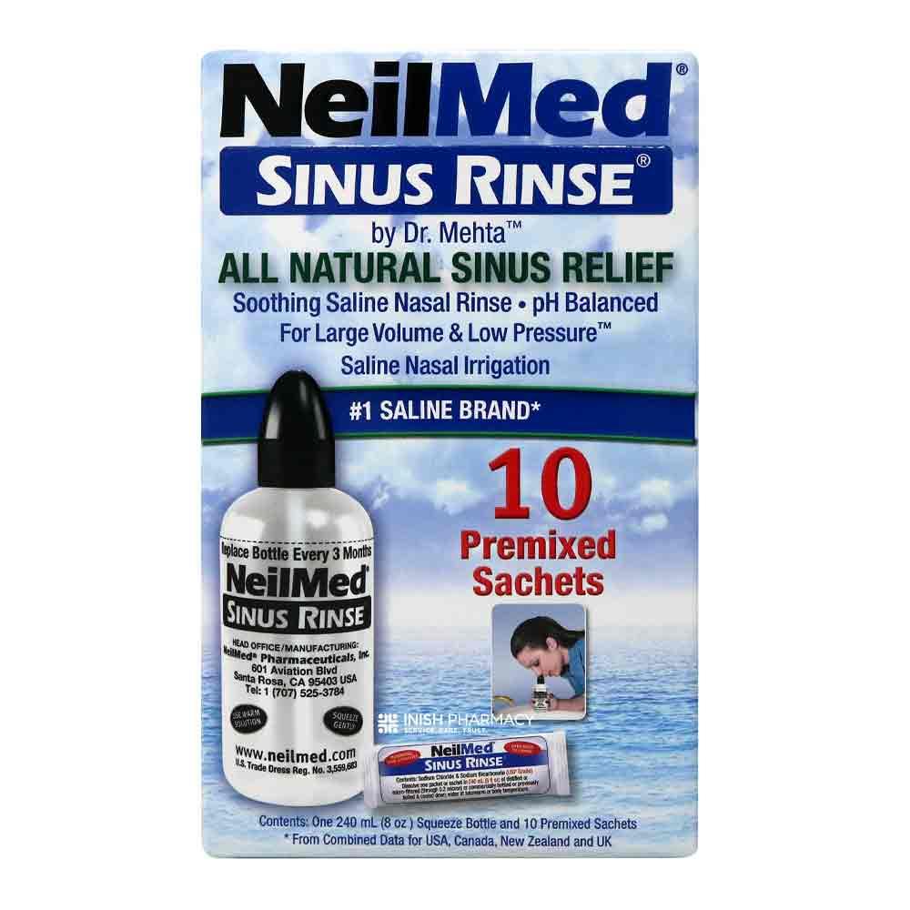 NeilMed Sinus Rinse Starter Kit 240ml Bottle & 10 Premixed Sachets