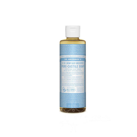 Dr Bronner Unscented Baby-Mild Pure-Castile Soap 472ml – a gentle, skin-safe essential for baby care