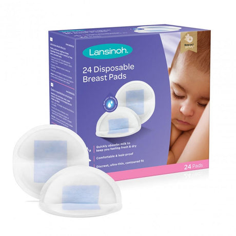 Lansinoh Disposable Breast Pads 24 Pack – for comfortable, secure period protection