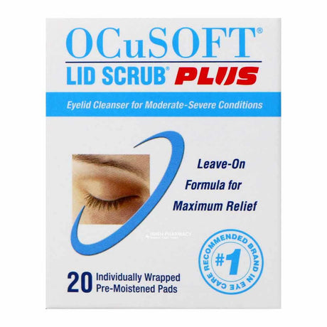 OcuSOFT Lid Scrub Plus 20 Pre-Moistened Pads – gently cleanses eyelids to relieve blepharitis