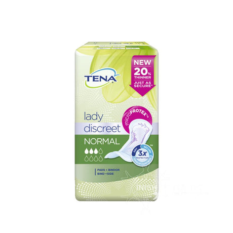 Tena Lady Discreet Normal 12 Pack – provides discreet, secure incontinence protection