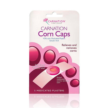 Carnation Corn Caps - 5 Medicated Plasters – provides effective pain relief