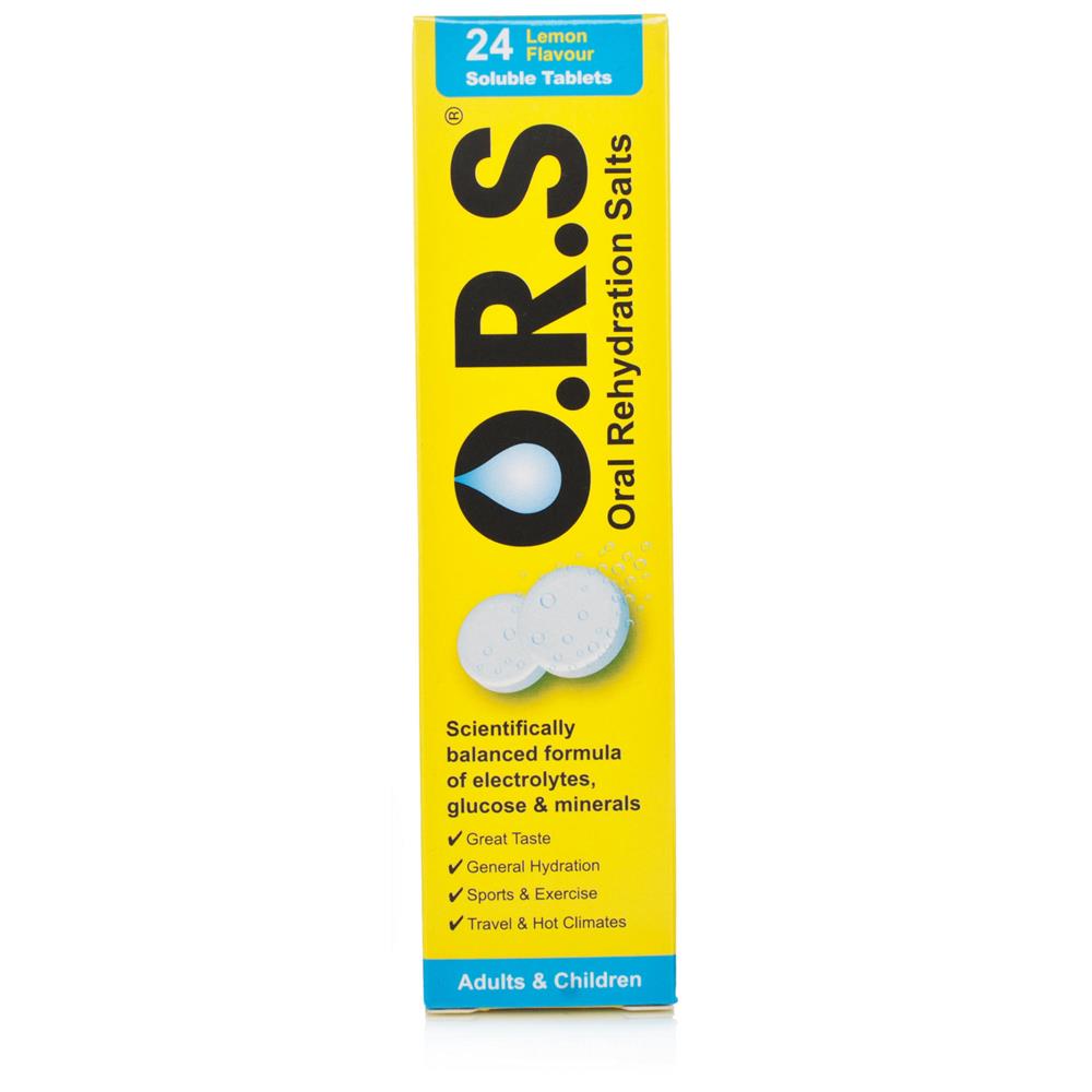 O.R.S. Oral Rehydration Salts (ORS) 24 Soluble Tablets Lemon Flavour