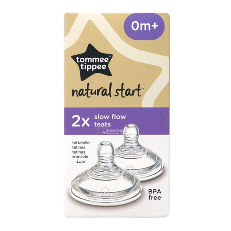 Tommee Tippee Natural Start Teats 0m+ Slow Flow 2 Pack – a soft, natural-feel teat for easy bottle feeding