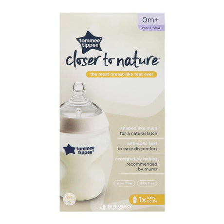 Tommee Tippee Closer To Nature Feeding Bottle 0m+ Slow Flow 260ml – a natural-feel feeding bottle for newborns and babies