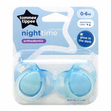 Tommee Tippee Night Time Orthodontic Silicone Soothers 0-6m 2 Pack