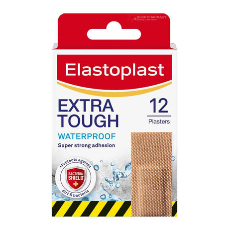 Elastoplast Extra Tough Waterproof Plasters 12 Pack – protects cuts and grazes
