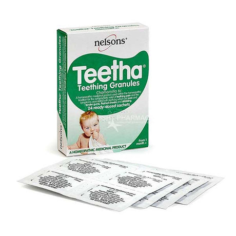 Nelsons Teetha Teething Granules 24 Sachets – a soothing teether to ease teething discomfort