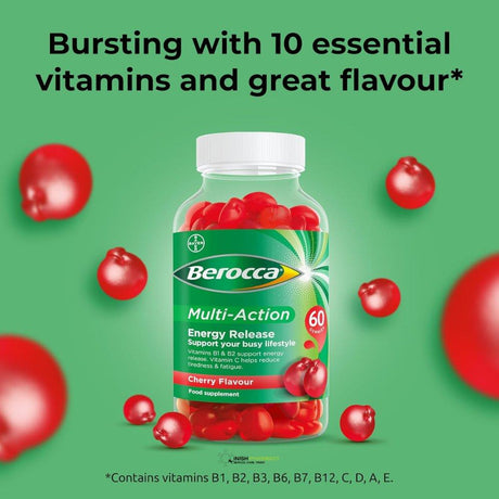 Berocca Multi Action Energy Release Gummies Cherry 60 Pack
