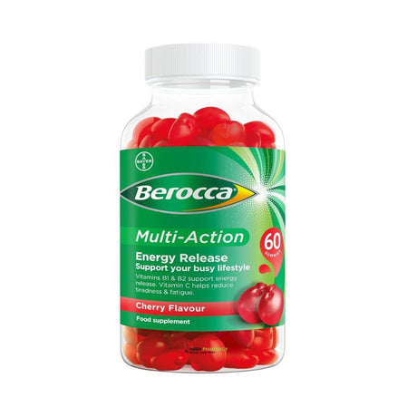 Berocca Multi Action Energy Release Gummies Cherry 60 Pack – to support energy & mental focus