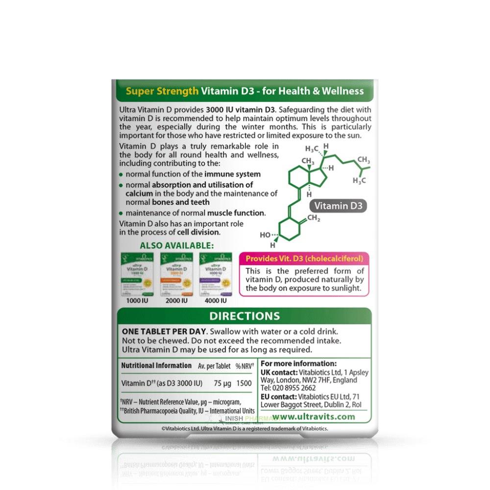 Vitabiotics Ultra Vitamin D3 3000iu Super Strength 96 Pack