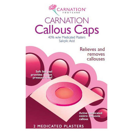 Carnation Callous Caps 2 Pack – softens and removes hard skin calluses