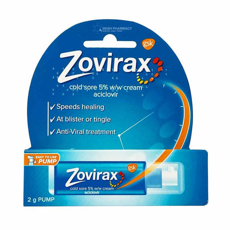 Zovirax Cold Sore Cream 2g Pump – treats and heals cold sores fast
