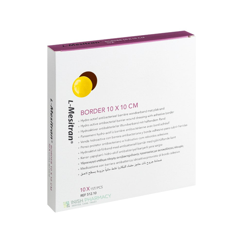 L-Mesitran Hydroactive Antibacterial Wound Dressing with Medical Grade Honey 10x10cm 10 Pack