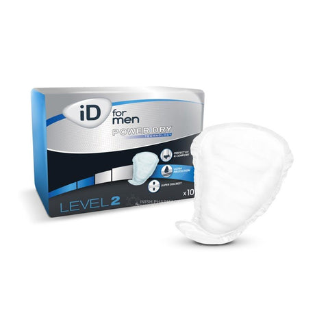 iD Men Pads Level 2 10 Pack – provides discreet, secure incontinence protection