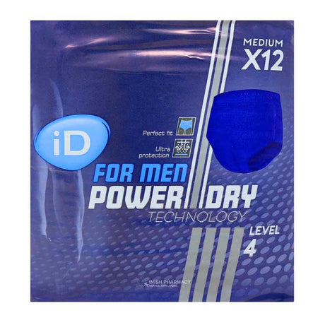 iD Men Pants Level 4 Medium 12 Pack – provides discreet, secure incontinence protection