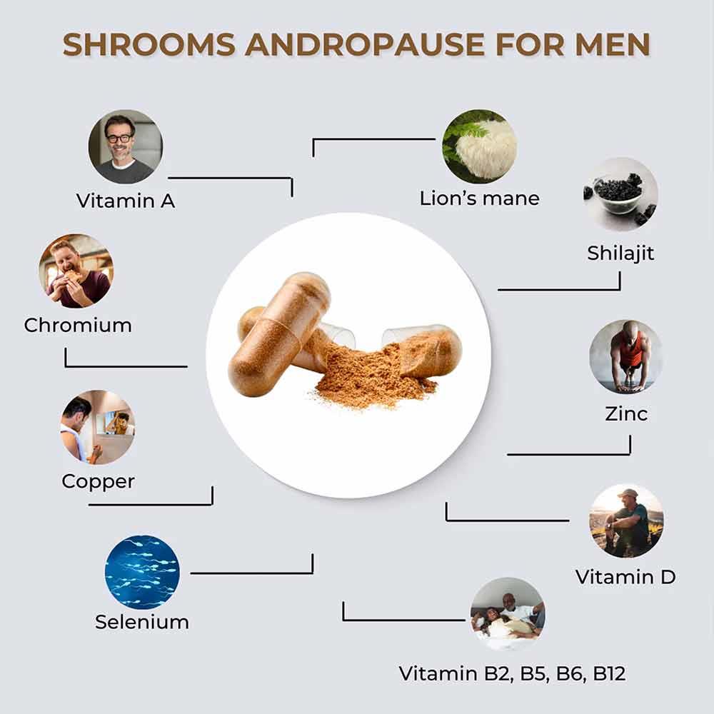 FabU Shrooms Andropause For Men 60 Capsules