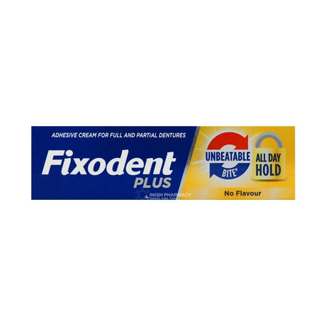 Fixodent Plus Unbeatable Bite All Day Hold No Flavour 40g – keeps dentures clean and well-fitting