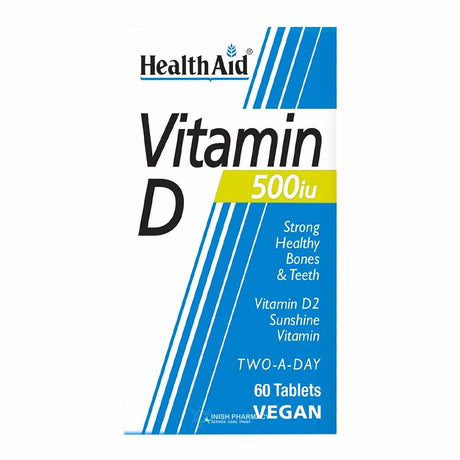 Health Aid Vegan Vitamin D 500iu 60 Tablets – vitamin D3 to support bones, muscles and immunity