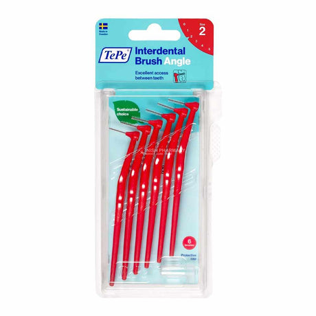 TePe Red Interdental Angled Brush 0.5mm 6 Pieces – cleans between teeth for healthy gums