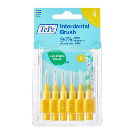 TePe Yellow Interdental Brush 0.7mm 6 Pieces – cleans between teeth for healthy gums