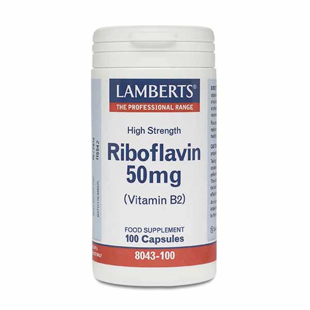 Lamberts Riboflavin Vitamin B2 50mg 100 Capsules – vitamin B for energy and nervous system support