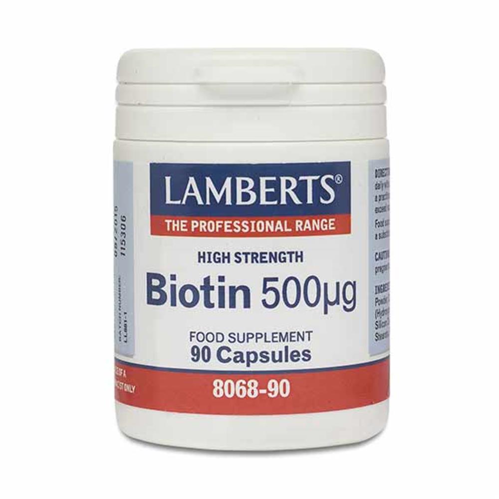 Lamberts High Strength Biotin 500mcg 90 Capsules – biotin to support healthy hair growth and strong nails