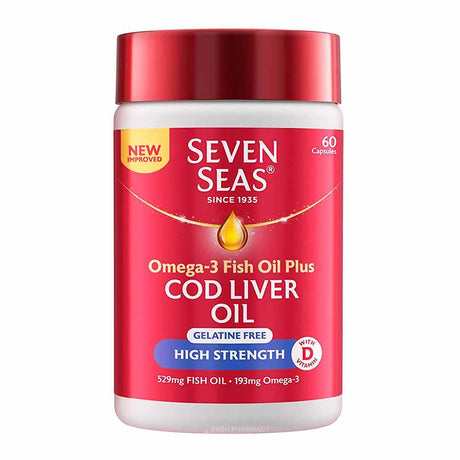 Seven Seas Cod Liver Oil High Strength 60 Capsules – omega-3 fatty acids to support heart and brain health