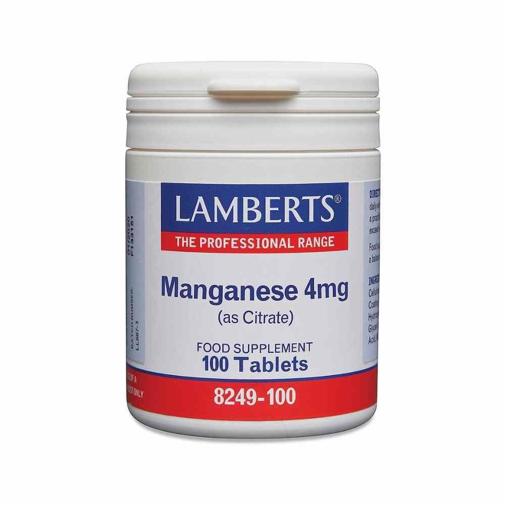 Lamberts Manganese 4mg (as Citrate) 100 Tabs