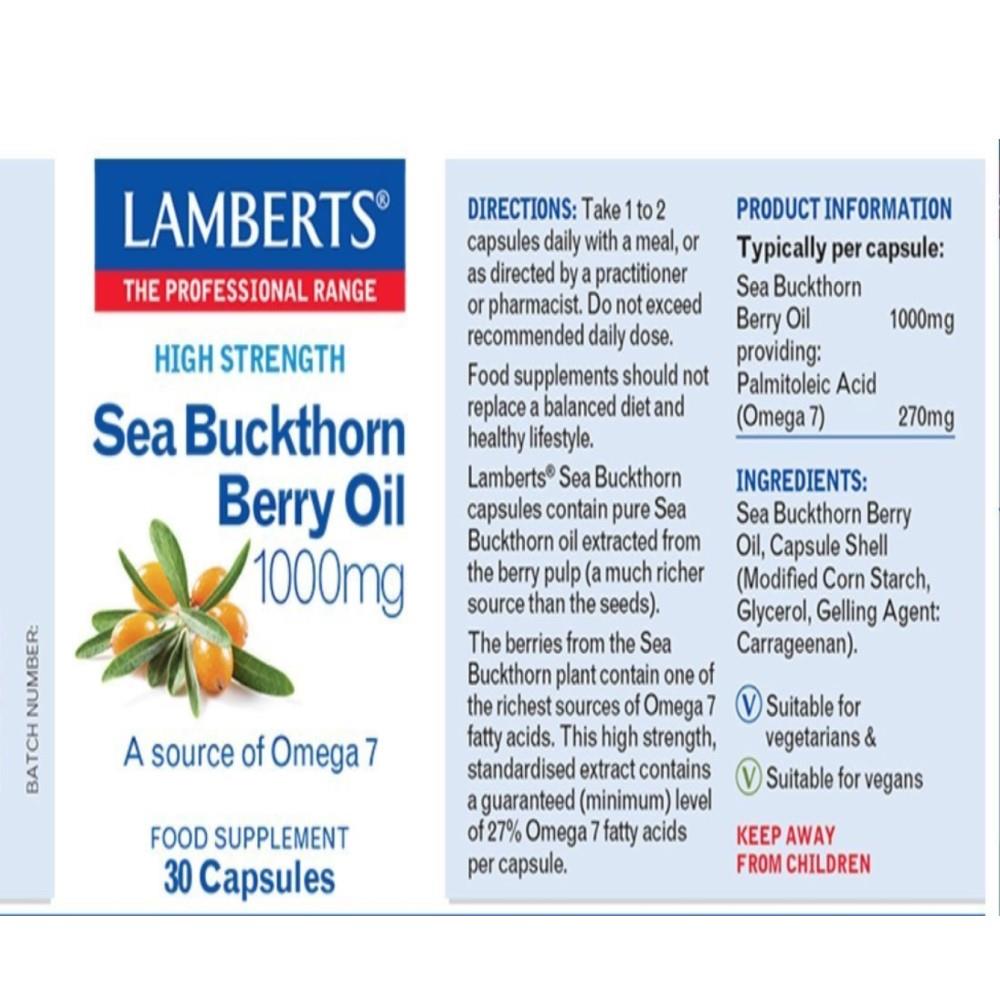Lamberts Sea Buckthorn Berry Oil 1000mg 30 Capsules