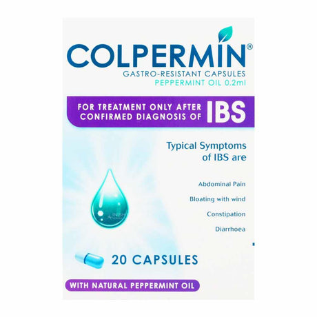 Colpermin Peppermint Oil Capsules 20 Pack – provides fast relief from bloating and wind