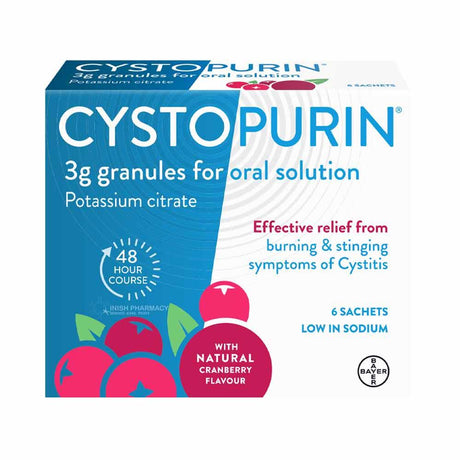 Cystopurin Potassium Citrate Cranberry Sachets 6 Pack – to support everyday health and wellbeing