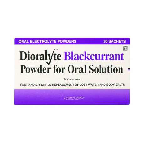 Dioralyte Blackcurrant 20 Sachet Pack – restores fluids and electrolytes lost through illness