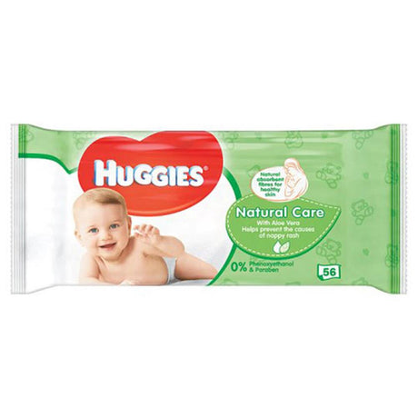 Huggies Baby Wipes Natural Care 56 Pack – gentle, dermatologically tested baby wipes