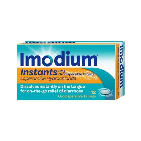 Imodium Instants Loperamide 2mg 12 Pack – provides fast relief from diarrhoea