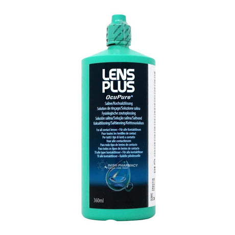 Lens Plus Saline Solution 360ml – for safe, effective contact lens cleaning and care